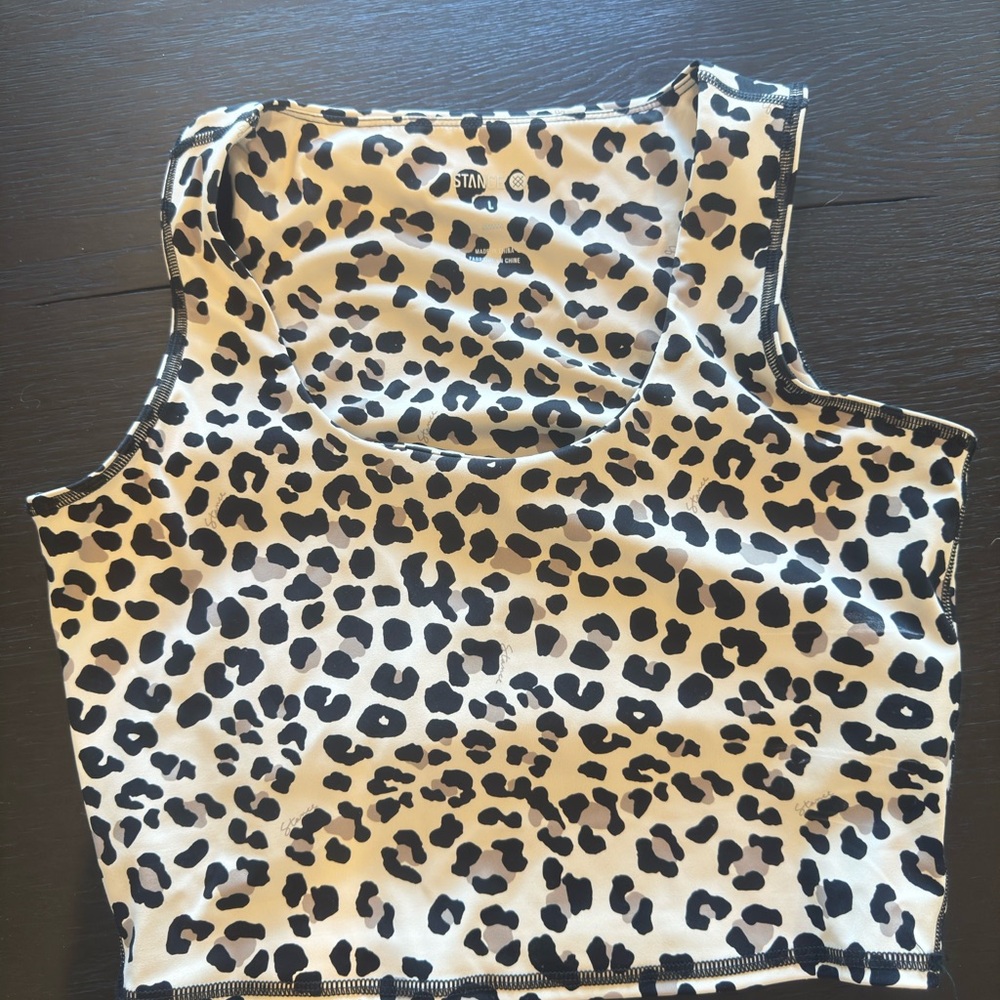 Stance Black and Cream Animal Print Tank Top